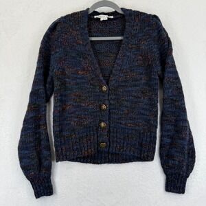 Veronica‎ Beard Amosa Space Dyed Knit Cardigan Blue Wool Blend Sweater M